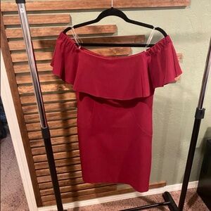 off the shoulder body con maroon/burgundy dress